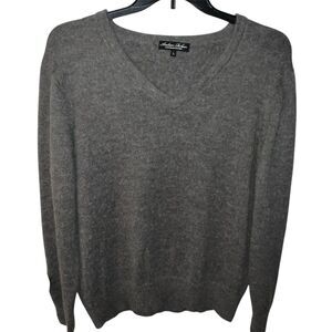 Andrew Rohan Sweater Mens L Pullover Gray Alpaca Knit Long Sleeve V Neck Casual
